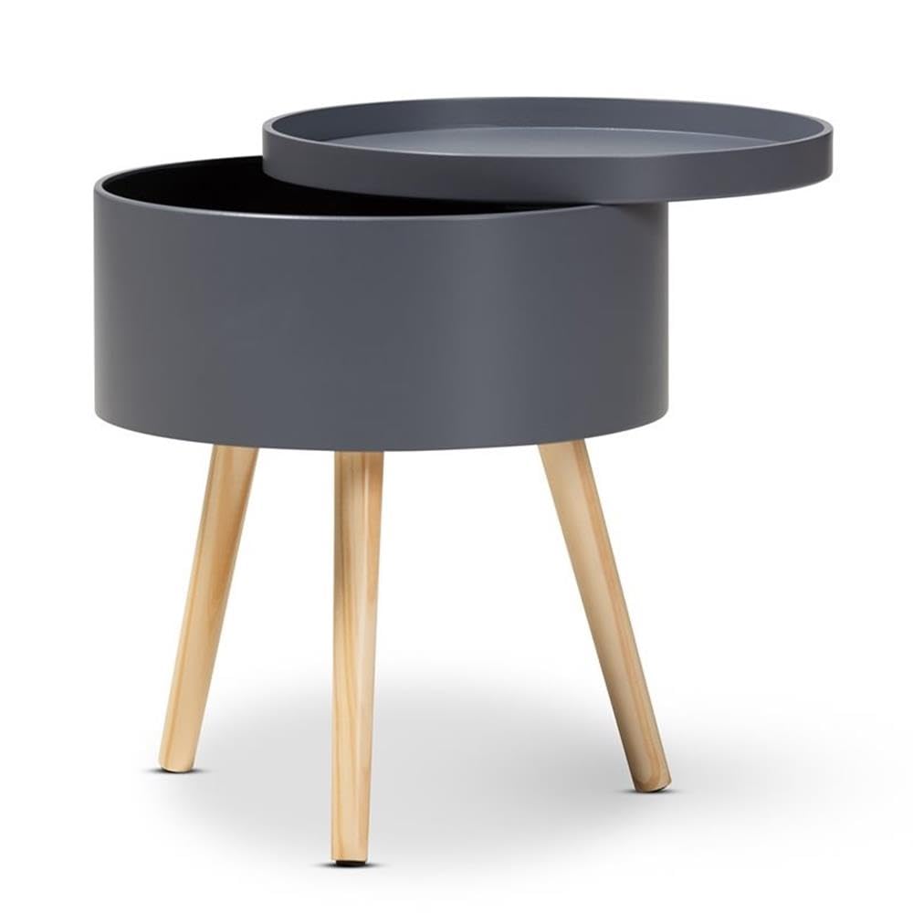 Baxton Studio Jessen 15' Gray Wood Removable Top Modern Nightstand